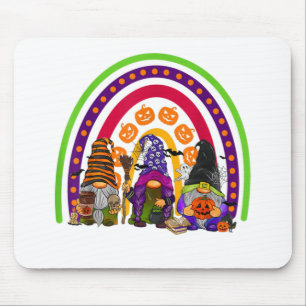 Niedlichen drei Regenbogen Gnomes Happy Halloween Mousepad