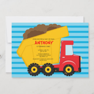 Niedlichen Dump Truck Geburtstagsparty Einladung