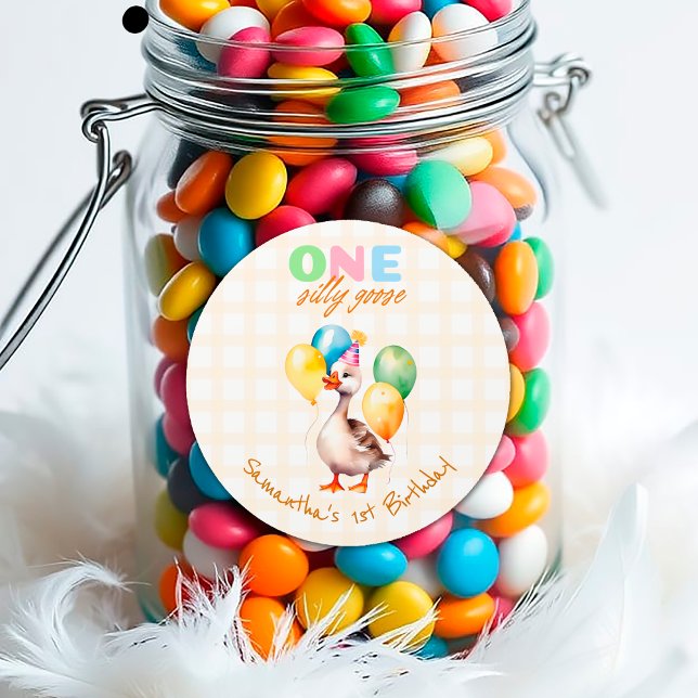 Niedlichen Eine Alberne Goose Wasserfarbe 1. Gebur Runder Aufkleber (Von Creator hochgeladen)