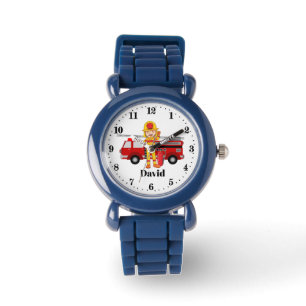 niedlichen Jungen Fireman Name Armbanduhr