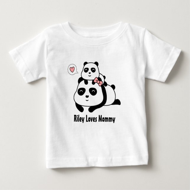 Niedlichen kleine Panda Cub Lieben Mami, Mama und  Baby T-shirt (Vorderseite)