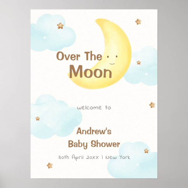 Niedlichen Minimalistischen über der Mond Babydusc Poster (Vorne)