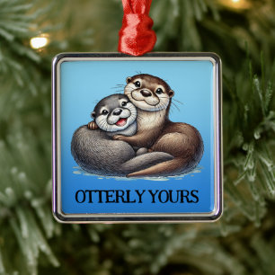 Niedlichen Otterly Yours Cuddling River Otters Ornament Aus Metall