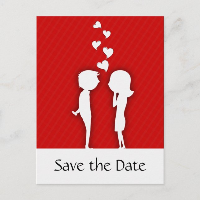 Niedlichen Paar Save the Date Hochzeitsankündigung Ankündigungspostkarte (Vorderseite)