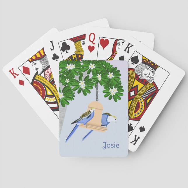 Niedlichen Paar spielerische Papageien Rosellas Na Spielkarten (Rückseite)