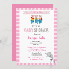 Niedlichen Schweine Thema Pink Baby Dusche Einladung