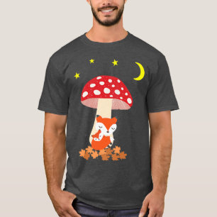 Niedlichen Tiere schlafen unter dunkler Pilzfarbe T-Shirt