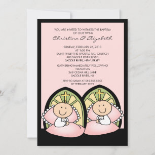 Niedlichen Twin Girls Taufe Christening Inlinisati Einladung