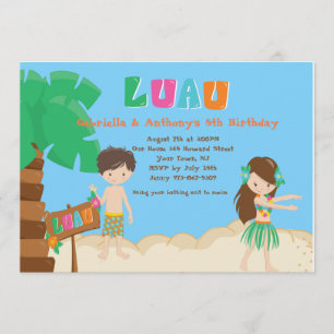 Niedlichen Twins Boy & Girl Luau Einladung zum Geb