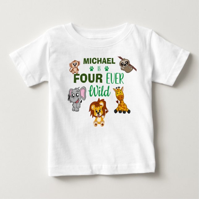 Niedlichen vier je Wild Jungle Safari Vierte Gebur Baby T-shirt (Vorderseite)