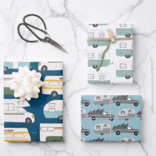 Niedlichen Xmas Anhänger RVs Lastkraftwagen Farbi Geschenkpapier Set