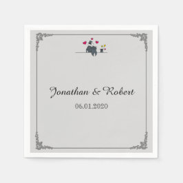 Niedlichen zwei Grooms Cartoon Gay Wedding Napkin Serviette