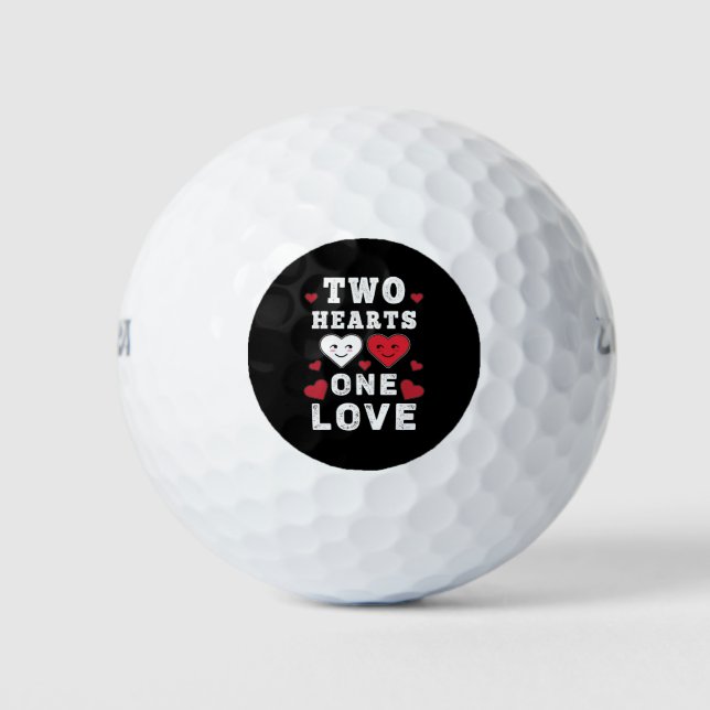Niedlichen zwei Herzen eine Liebe Geburtstag Valen Golfball (Vorderseite)