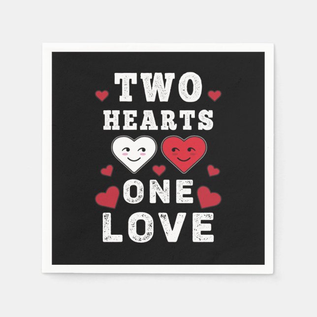 Niedlichen zwei Herzen eine Liebe Geburtstag Valen Serviette (Vorderseite)