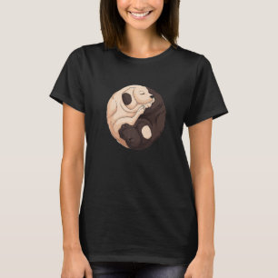 Niedlichen zwei Hunde asiatische Yin and Yang Symb T-Shirt