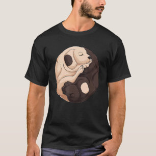 Niedlichen zwei Hunde asiatische Yin and Yang Symb T-Shirt
