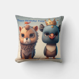 Niedlichen zwei wilde Tierfreunde werfen Kissen