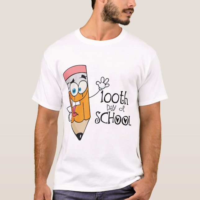 Niedlicher 100. Tag des SchulCartoon-Geschenks T-Shirt (Vorderseite)