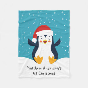 Niedlicher 1. Weihnachtspenguin Fleece Blanket
