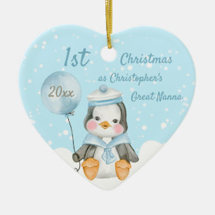 Niedlicher 1. Weihnachtspenguin Große Großeltern B Keramik Ornament