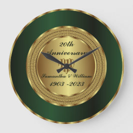 Niedlicher 20. Smaragdgrün und goldenes Hochzeitst Große Wanduhr