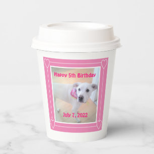Niedlicher 2 Foto rosa Rahmen Sweet White Puppy Do Pappbecher