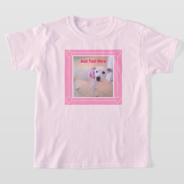 Niedlicher 2 Foto rosa Rahmen Sweet White Puppy Do T-Shirt (Ablage )