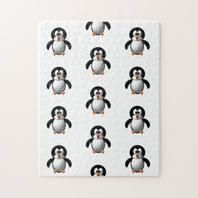 Niedlicher 3-D-Look Perky Pinguin Puzzle (Vertikal)