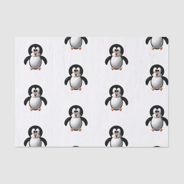 Niedlicher 3-D-Look Perky Pinguin Seidenpapier (Vorderseite)