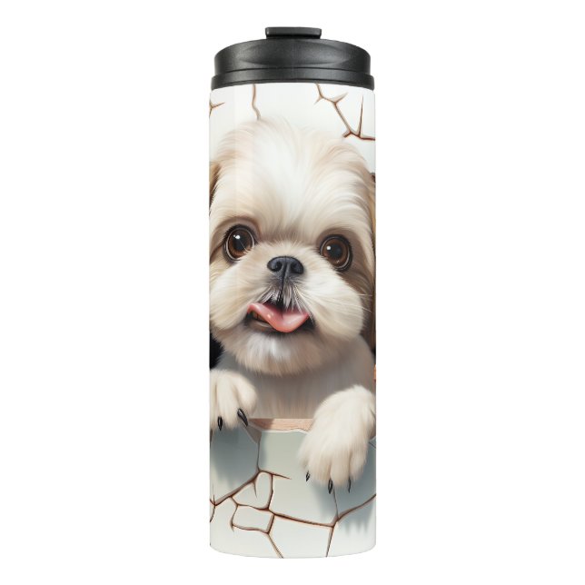 Niedlicher 3-D Shih-tzu-Hund Thermosbecher (Vorderseite)