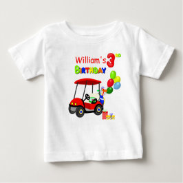 Niedlicher 3. Geburtstag Red Golf Cart Boy's Baby T-shirt