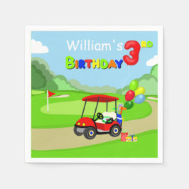 Niedlicher 3. Geburtstag Red Golf Cart Boy's Serviette