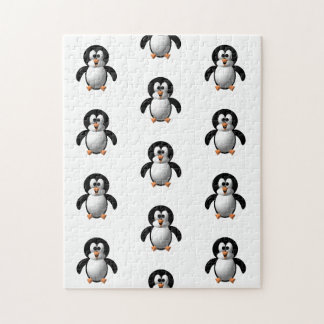 Niedlicher 3D-Blick munterer Pinguin Puzzle