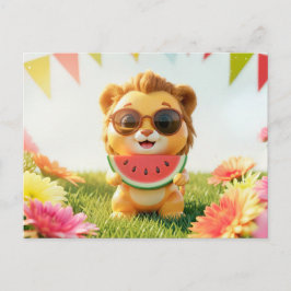 Niedlicher 3D-Löwe des Sternzeichens Leo Postkarte