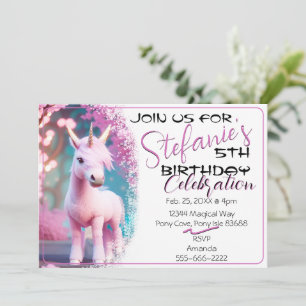 Niedlicher 3D-Spirit Einhornpony 15 Geburtstagsein Einladung