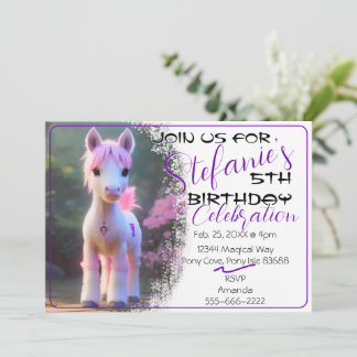 Niedlicher 3D-Spirit Pony 10 Geburtstagseinladung Einladung
