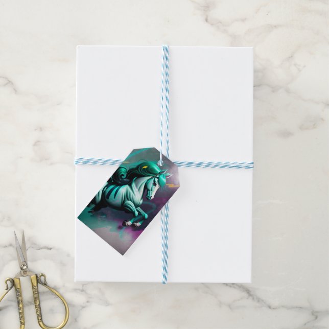 Niedlicher 3D-Spirit-Pony 24 Geschenkanhänger (Mit Garn)