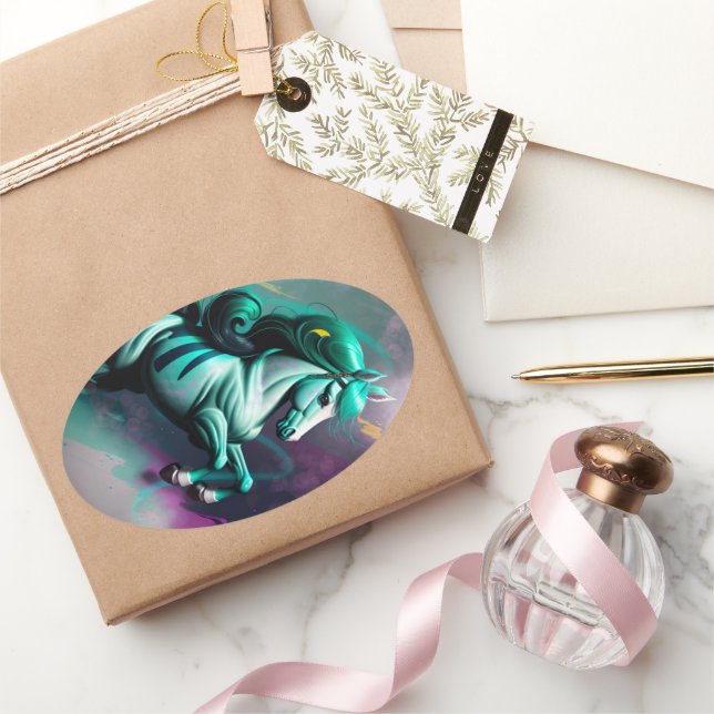 Niedlicher 3D-Spirit-Pony 24 Ovaler Aufkleber (Schenken)