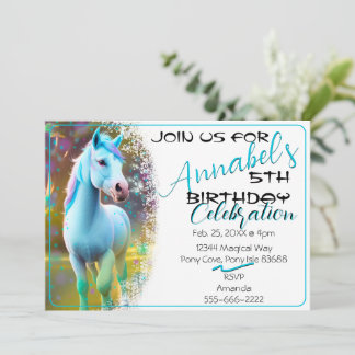 Niedlicher 3D-Spirit Pony 28 Geburtstagseinladung Einladung