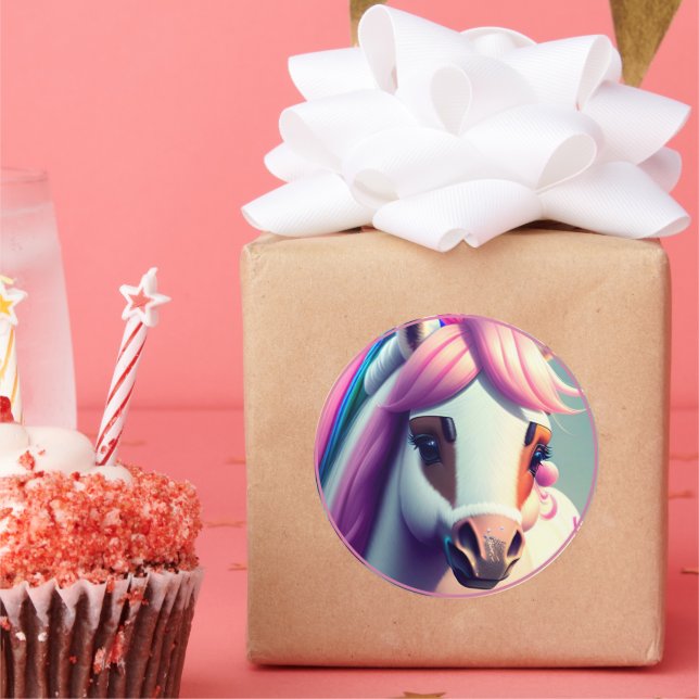 Niedlicher 3D-Spirit-Pony 2 Runder Aufkleber (Party)