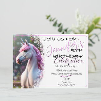 Niedlicher 3D-Spirit Pony 32 Geburtstagseinladung Einladung