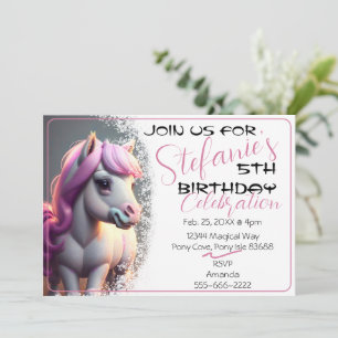 Niedlicher 3D-Spirit Pony 5 zum Geburtstag Einladu Einladung