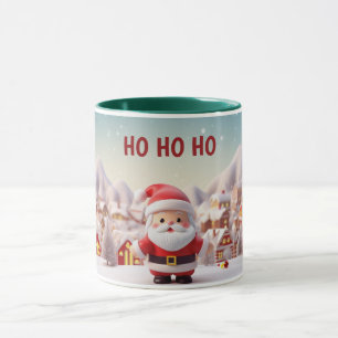 Niedlicher 3D-Stil Santa In der Stadt Personalisie Tasse