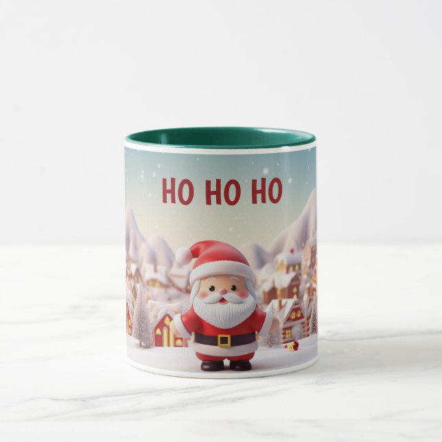 Niedlicher 3D-Stil Santa In der Stadt Personalisie Tasse (Zentrum)