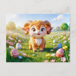 Niedlicher 3D-Widder-Zodiak-Widder Postkarte