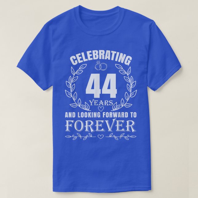 Niedlicher 44. Hochzeitstag für Paare Verheiratet T-Shirt (Design vorne)