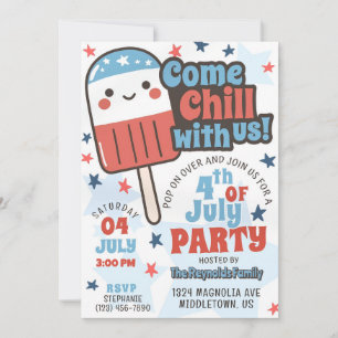 Niedlicher 4. Juli Chill mit uns Retro Popsicle Fu Einladung
