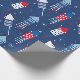 Niedlicher 4. Juli Feuerwerk rot blau Geschenkpapier