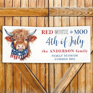 Niedlicher 4. Juli Red White Blue Patriotic Kuh Banner