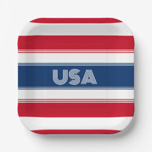 Niedlicher 4. Juli Red White und Blue USA Patrioti Pappteller